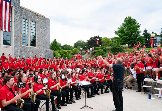 Image of the Marist music department performing at an on-campus event.